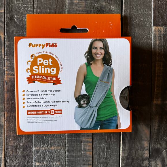 Furry Fido Gray Classic Pet Sling - Reversible Slings 13lbs - Picture 1 of 4